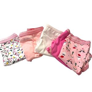 Pink Christmas Brief Panties 5 Pack 100% Cotton In Junior Sizes NEW